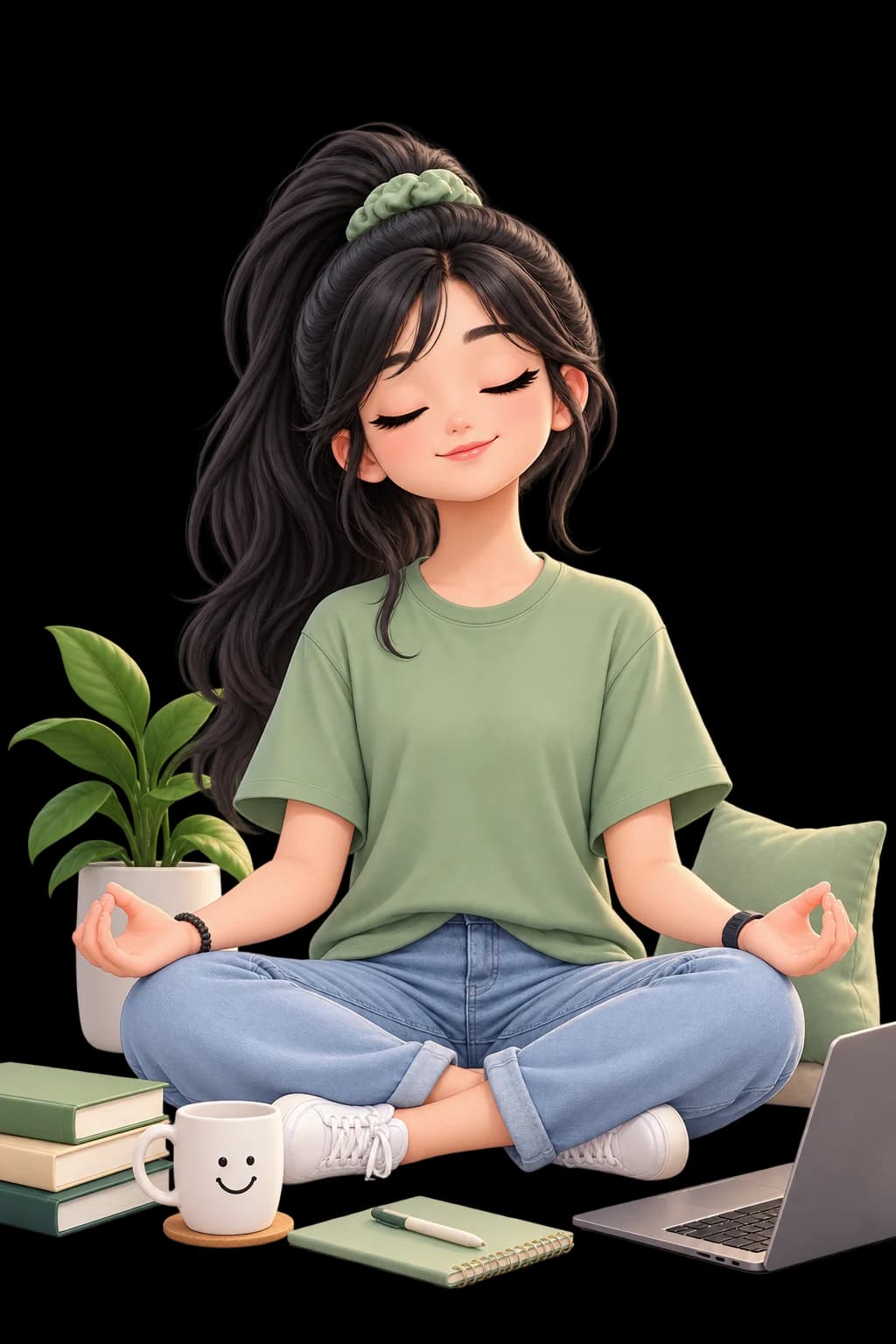 Hope, a calm stress partner, sitting peacefully